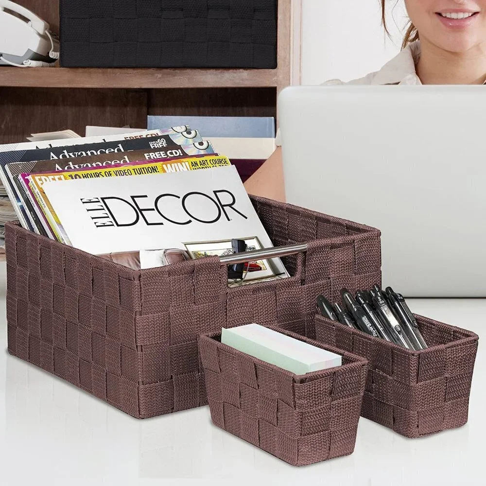 Woven Storage Basket with Built-in Handles